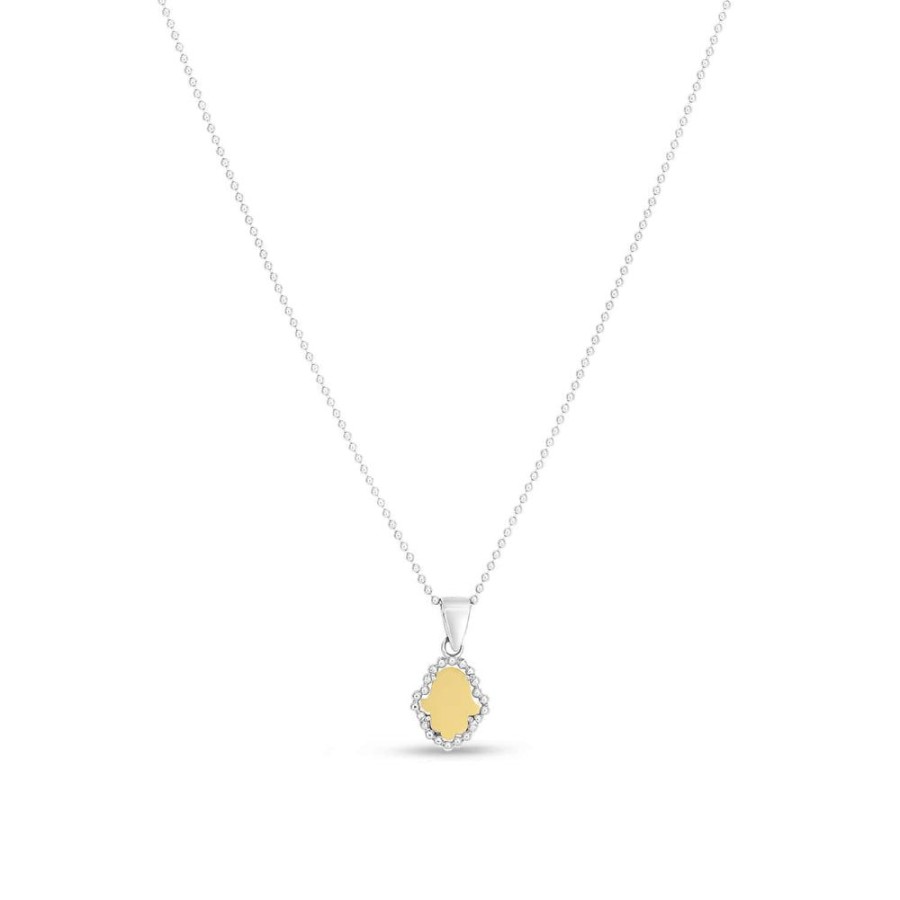 Women Phillip Gavriel | Silver & 18K Gold Beaded Hamsa Pendant