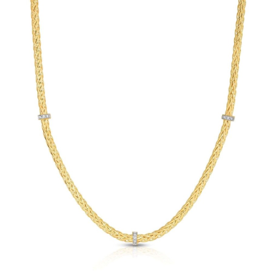 Women Phillip Gavriel | 14K Gold & Diamond Woven Chain Thin Necklace