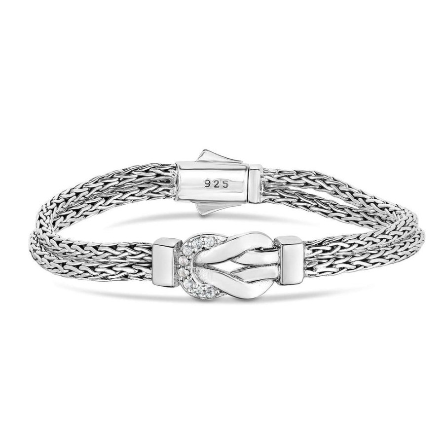 Women Phillip Gavriel | Silver & White Sapphire Hercules Knot Bracelet