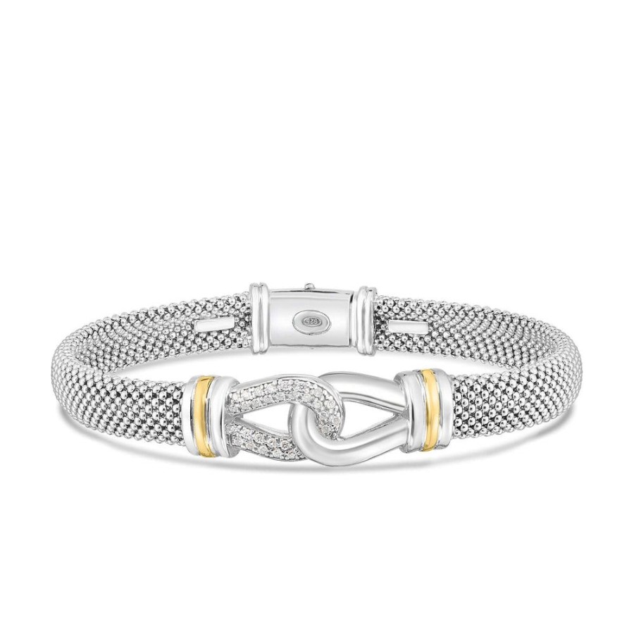 Women Phillip Gavriel | Silver & 18K Gold Interlocking Diamond Bracelet