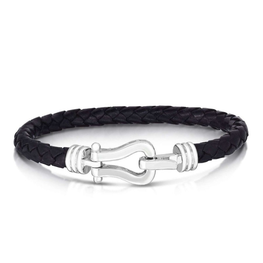 Men Phillip Gavriel | Silver Men'S Leather Buckle Bracelet