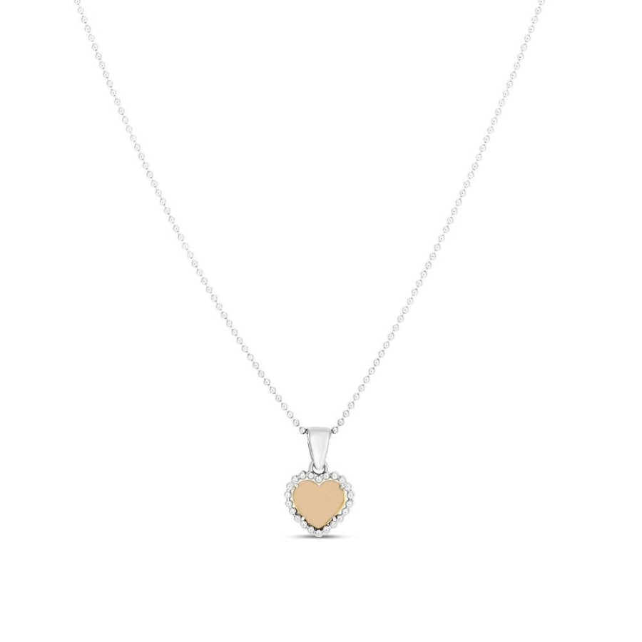 Women Phillip Gavriel | Silver & 18K Gold Beaded Heart Pendant