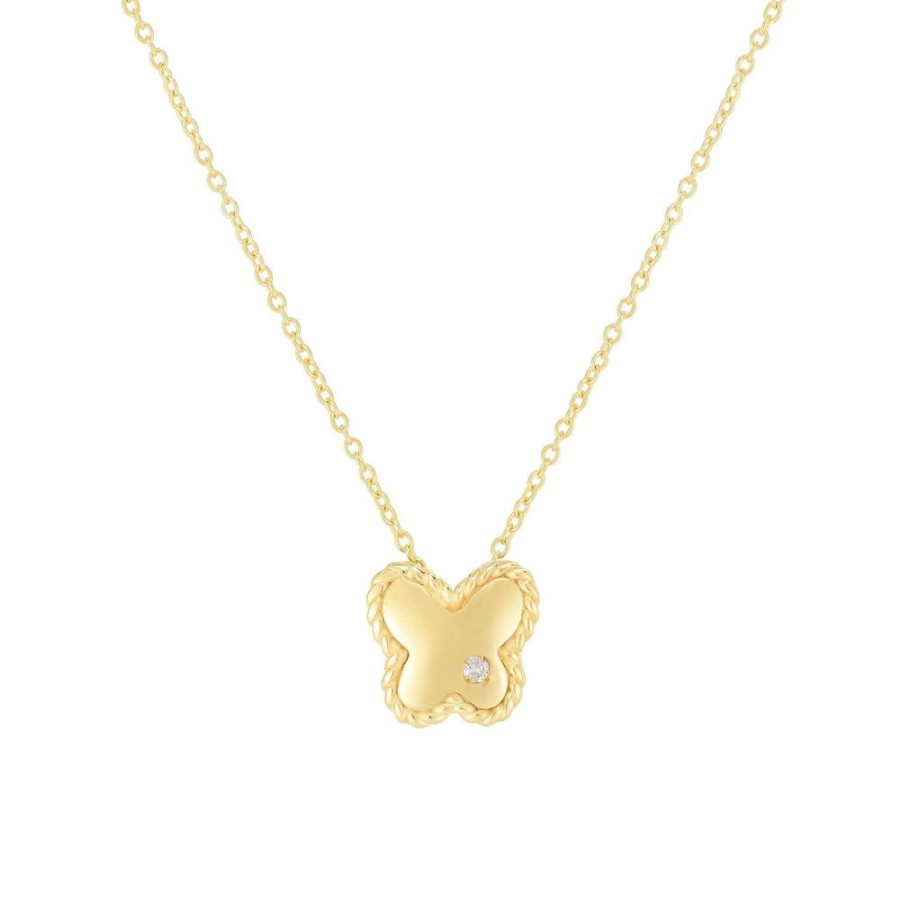 Women Phillip Gavriel | 14K Gold & Diamond Butterfly Cable Pendant