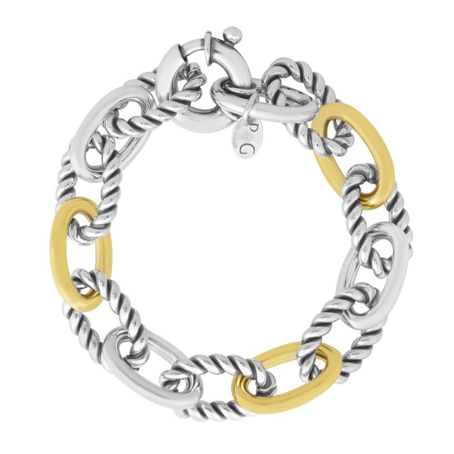 Women Phillip Gavriel | Silver & 18K Gold Oval Cable Link Bracelet