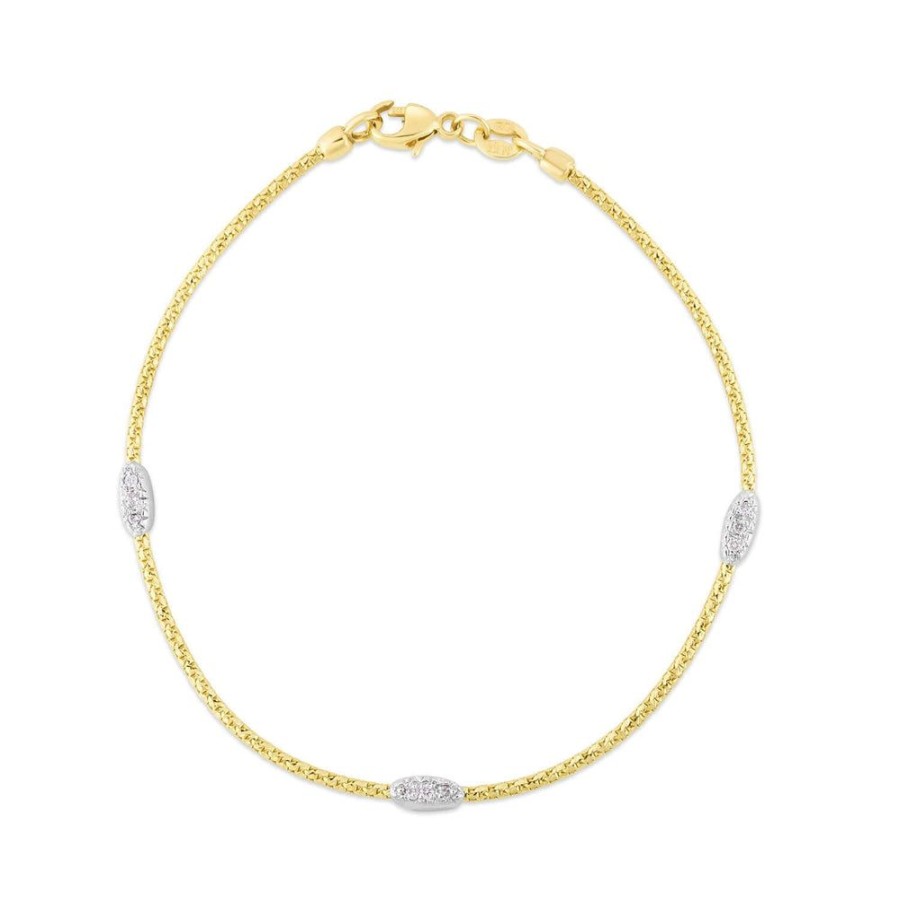 Women Phillip Gavriel | 14K Gold & Diamond Station Popcorn Chain Bracelet