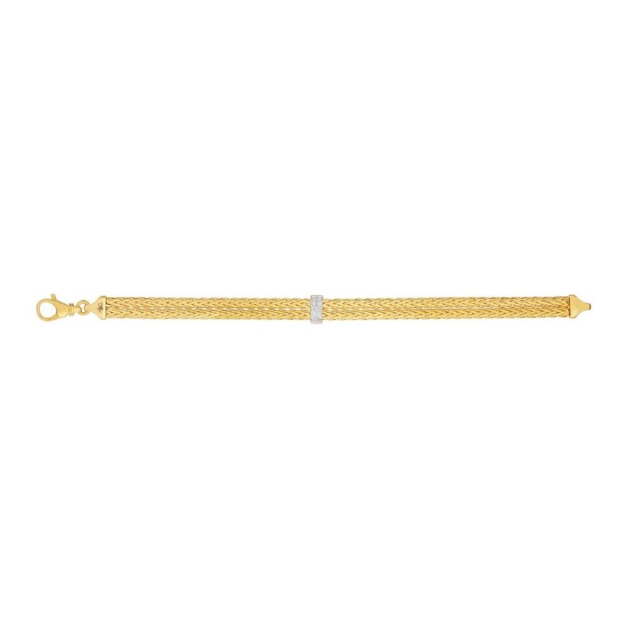 Women Phillip Gavriel | 14K Gold & Diamond Double Woven Chain Bracelet